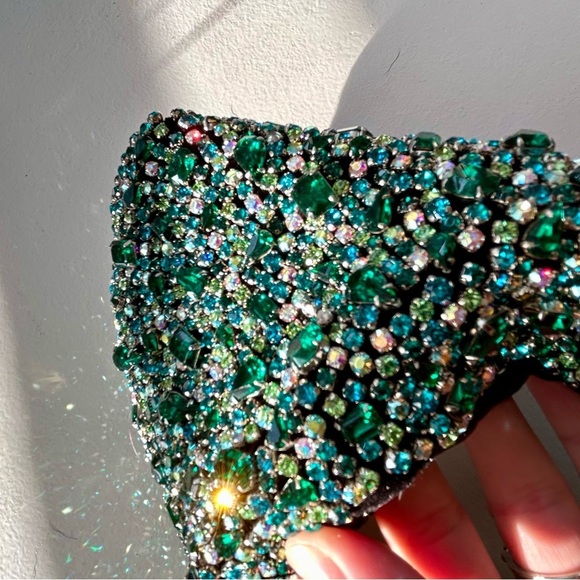 Jovani Couture Pageant Prom Dress Gown Rhinestone Black Size 2 Somers Earrings - Picture 9 of 16